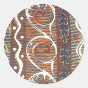 Vintage African Motif Art Print Classic Round Sticker
