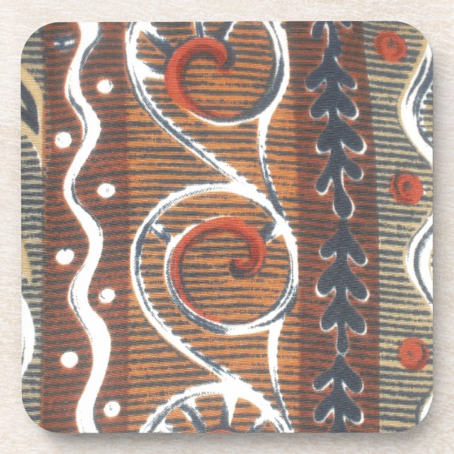 Vintage African Motif Art Print Coaster (Front)