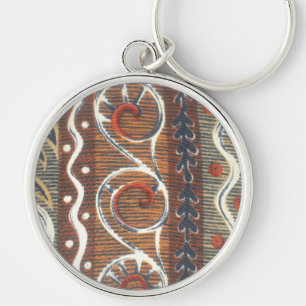 Vintage African Motif Art Print Key Ring