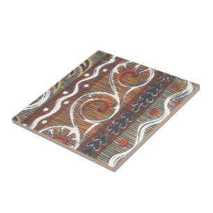 Vintage African Motif Art Print Tile