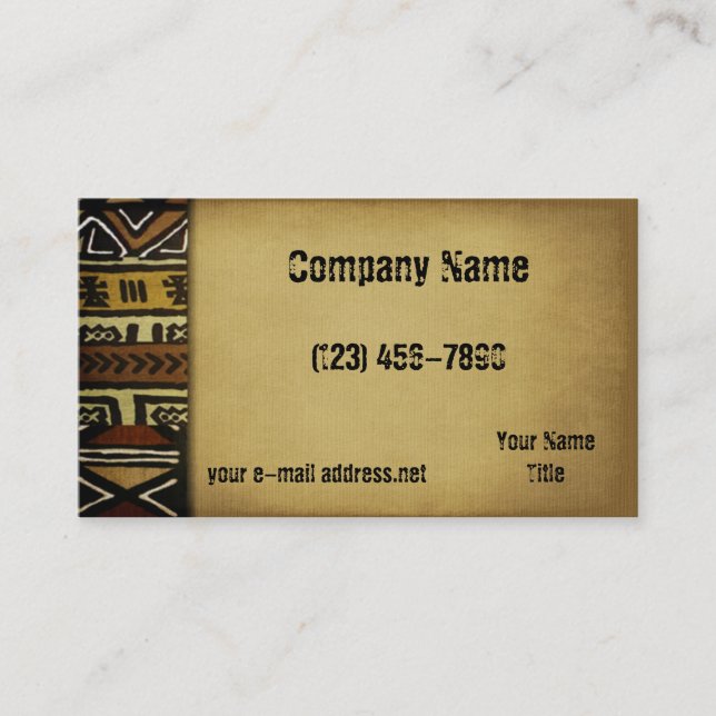 Vintage African Mud Cloth Business Card (Front)