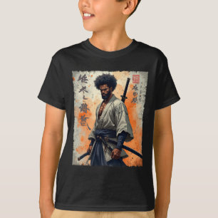 Vintage African Samurai Afro American Bushido Warr T-Shirt