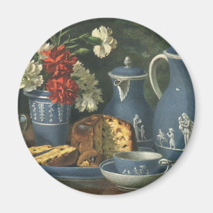 Vintage Afternoon Coffee, Cake, Tea and Flowers Magnet