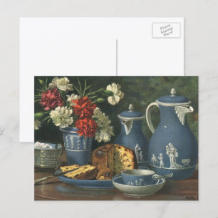 Vintage Afternoon Coffee, Cake, Tea and Flowers Postcard