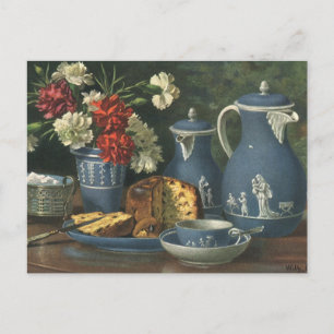 Vintage Afternoon Coffee, Cake, Tea and Flowers Postcard