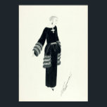 Vintage Afternoon Dress Art Deco Drawing by Erté Poster<br><div class="desc">This is a digitally enhanced print of a vintage pen and ink drawing titled Robe d'après-midi (Afternoon Dress). It was drawn ca. 1922 by Erté for Harpar's Bazaar and features a  female model in long black dress,  three bands of fur on sleeves and hip panels.</div>