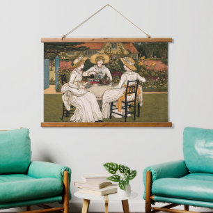 Vintage Afternoon Tea Party by Kate Greenaway Hanging Tapestry