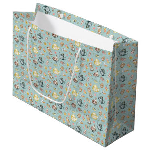 Vintage Afternoon Tea & Roses Pattern on Aqua Large Gift Bag