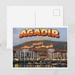 Vintage Agadir city beach morocco travel souvenirs Postcard
