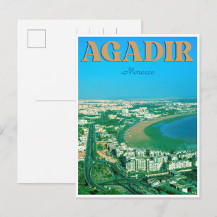 Vintage Agadir city beach morocco travel souvenirs Postcard