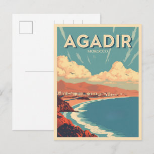 Vintage Agadir city beach morocco travel souvenirs Postcard