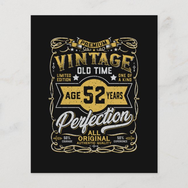 Vintage Aged 52 Years Retro Bday 52nd Birthday (Front)