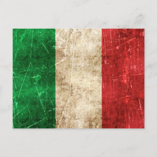 Vintage Aged and Scratched Flag of Italy Postcard