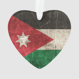 Vintage Aged and Scratched Flag of Jordan Ornament