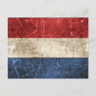 Vintage Aged and Scratched Flag of Netherlands Postcard