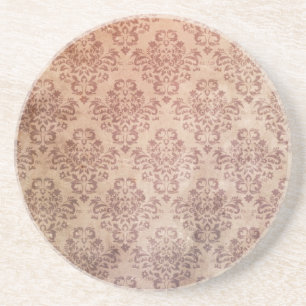 Vintage Aged and Stained Floral Wallpaper Coaster