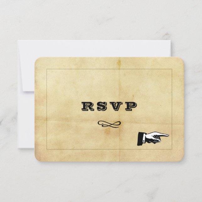 Vintage Aged Distress Style RSVP Card (Front)