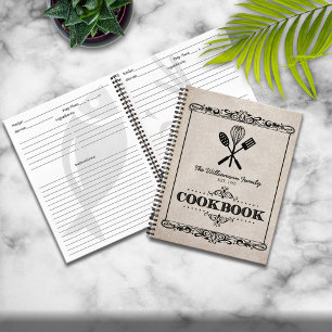 Vintage Aged Paper Family Cookbook Notebook