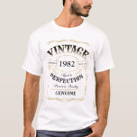 Vintage Aged To Perfection Whiskey Themed Birthday T-Shirt<br><div class="desc">Inspired by classic whiskey label,   this gold,  black and white fun vintage aged to perfection adult birthday gift is great for any age birthday celebration,  or other occasions. Custom it with  your own text.</div>