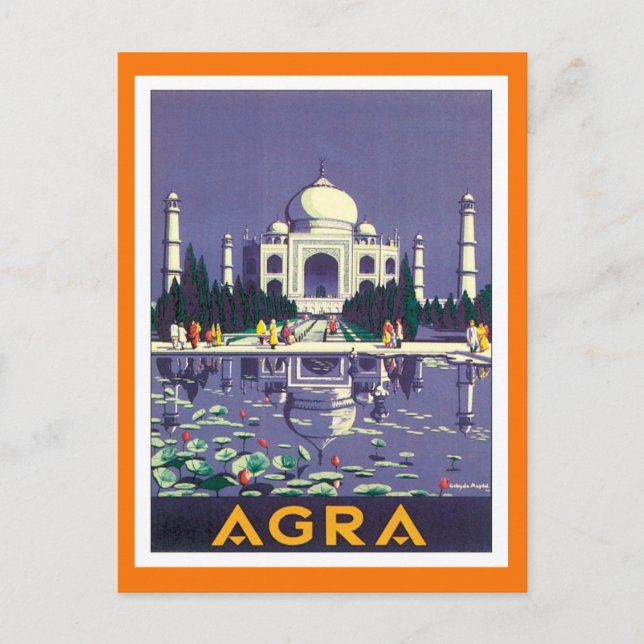 Vintage Agra Taj Mahal India Postcard (Front)