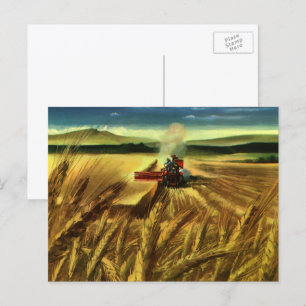 Vintage Agricultural Farm Business, Wheat Farming Postcard