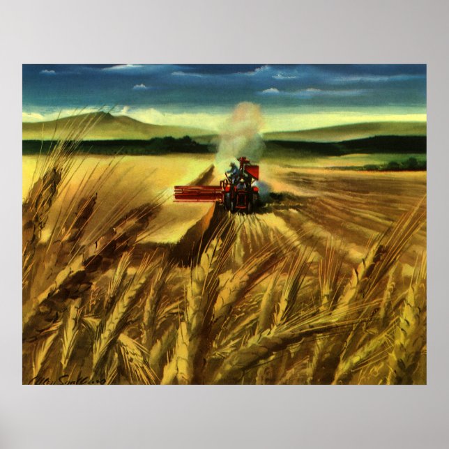 Vintage Agricultural Farm Business, Wheat Farming Poster (Front)
