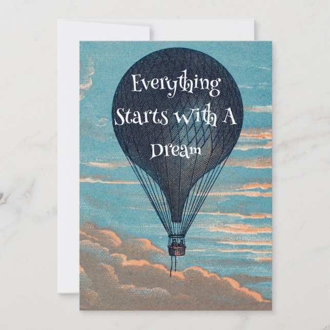 Vintage Air Balloon Dreaming Dream Quote Invitation (Front)