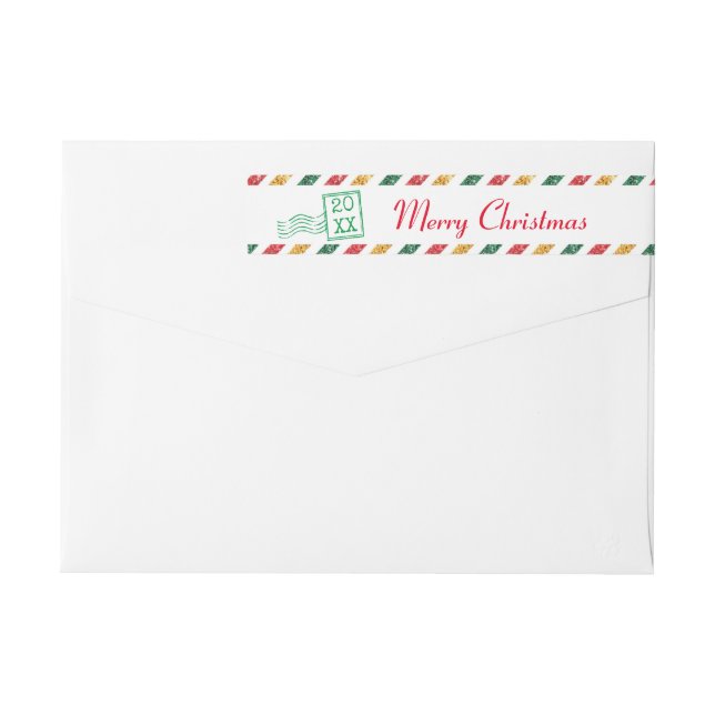 Vintage Air Mail Glitter Christmas Wrap Around Label (Back)