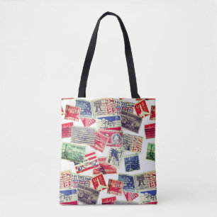 Vintage Air Mail Postage Stamps Tote Bag