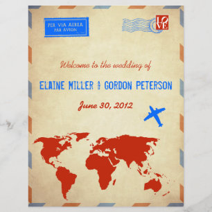 Vintage Air Mail Wedding Program Flyer: Distressed
