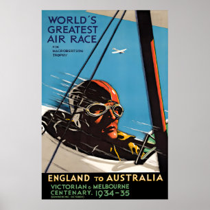 Vintage Air Race Poster England to Australia, 1934