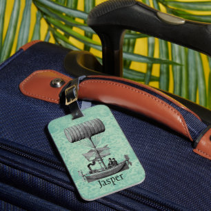 Vintage Airboat Personalised Luggage Tag