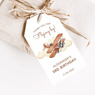 Vintage Aircraft Biplane Boy's Birthday Favour Gift Tags