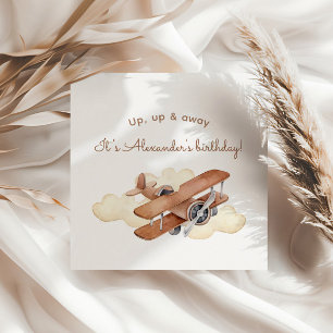 Vintage Aircraft Biplane Boy's Birthday Napkin