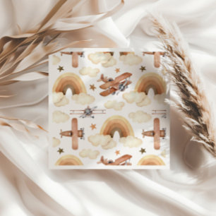 Vintage Aircraft Biplane Boy's Birthday Pattern Napkin