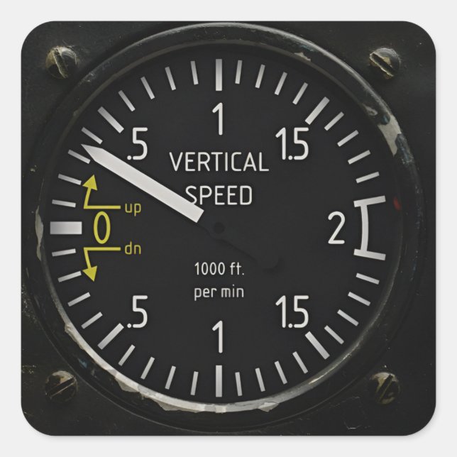 Vintage Aircraft Instrument Vertical Speed Square Sticker (Front)