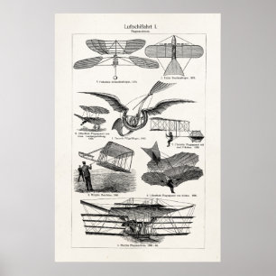 Vintage Aircrafts Aeroplanes Airships Retro Planes Poster