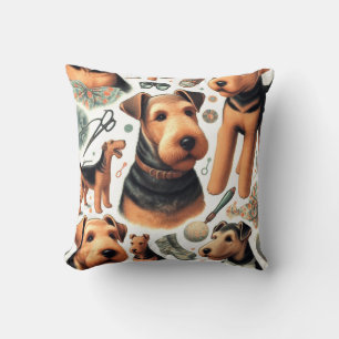 Vintage Airedale Terrier Seamless Cushion