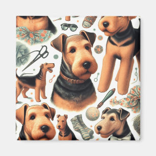 Vintage Airedale Terrier Seamless Magnet