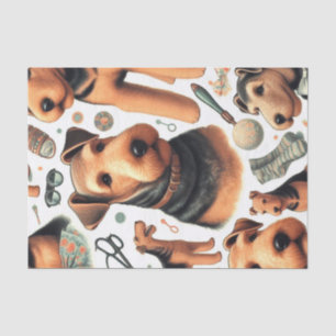 Vintage Airedale Terrier Seamless Tissue Paper