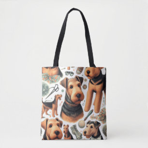Vintage Airedale Terrier Seamless Tote Bag