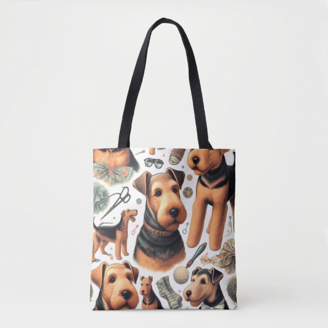 Vintage Airedale Terrier Seamless Tote Bag (Front)