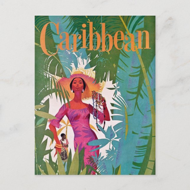 Vintage Airline Caribbean Travel Postcard (Front)