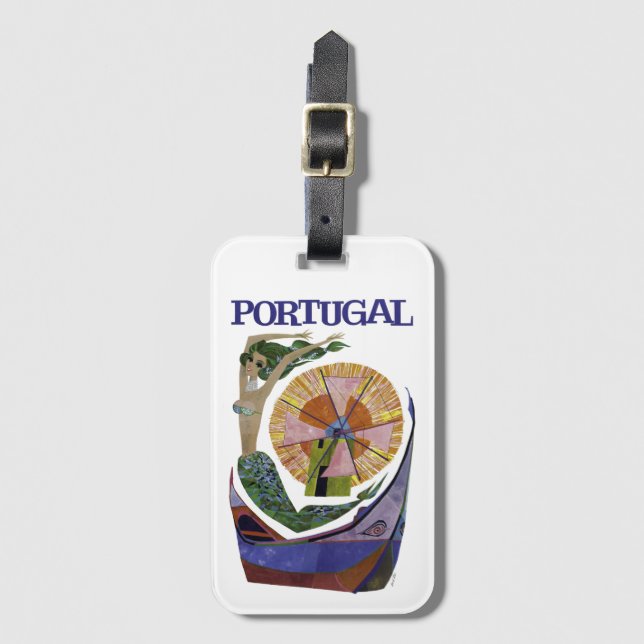 Vintage Airline Portugal Travel Luggage Tag (Front Vertical)