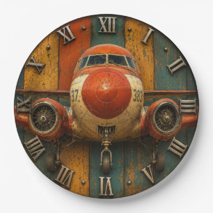 Vintage Airliner Nose  Aircraft Aviation Hangar Paper Plate
