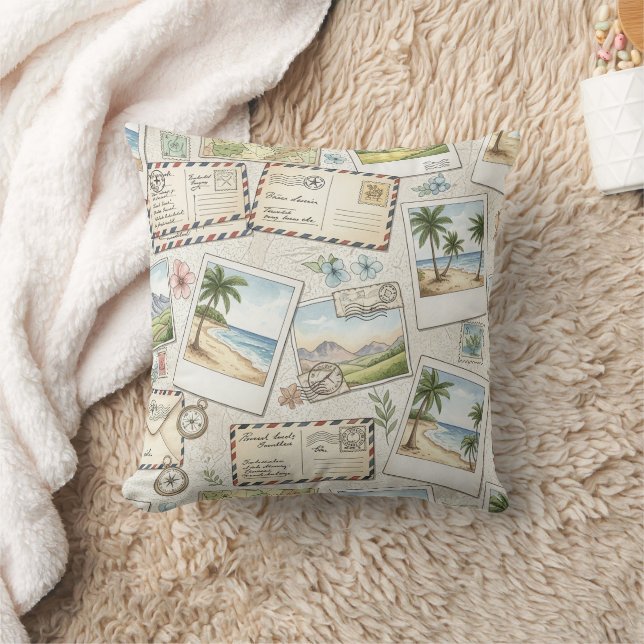 Vintage Airmail Adventure (1) Cushion (Blanket)