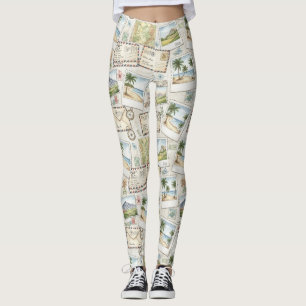 Vintage Airmail Adventure (1) Leggings
