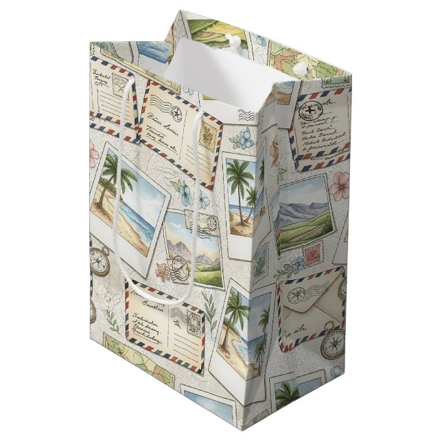 Vintage Airmail Adventure (1) Medium Gift Bag (Front Angled)