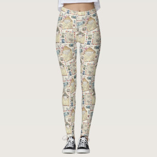 Vintage Airmail Adventure (2) Leggings