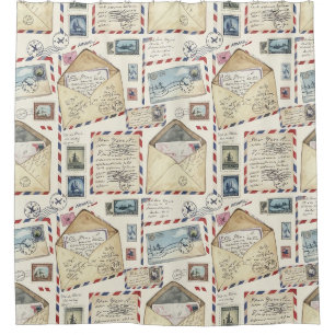 Vintage Airmail Adventure (3) Shower Curtain